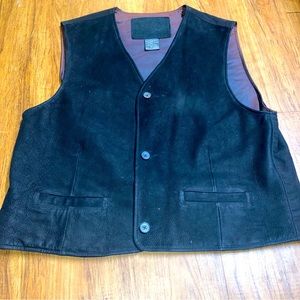 GAP mens black leather vintage vest large